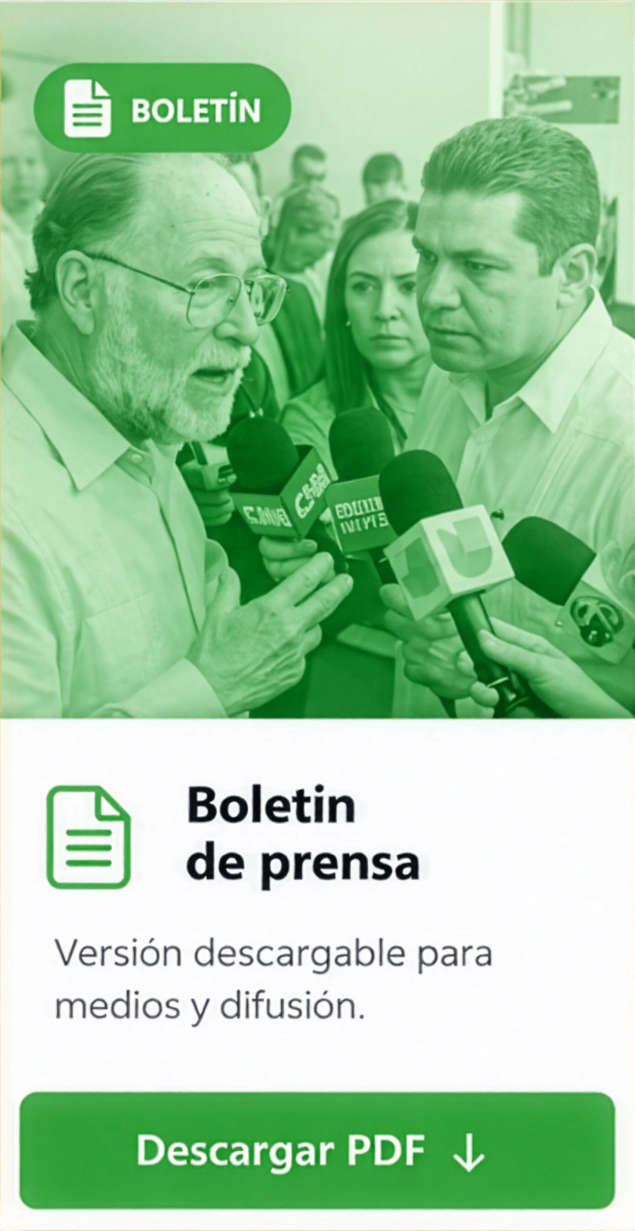 Boletín de prensa: versión descargable para medios y difusión