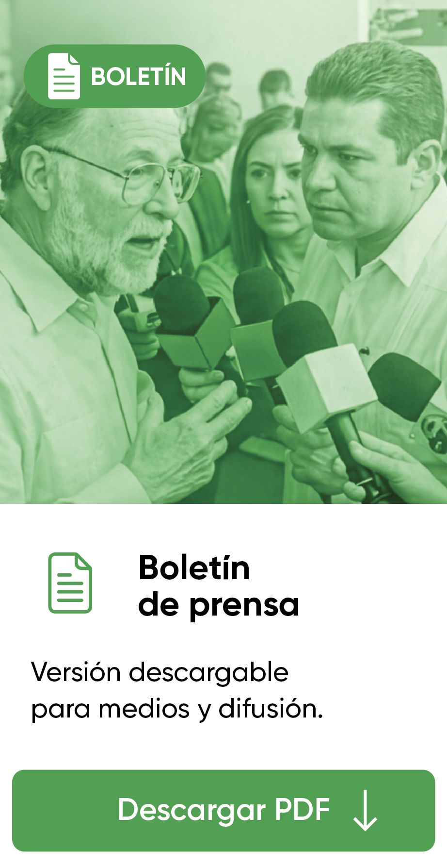 Boletín de prensa: versión descargable para medios y difusión